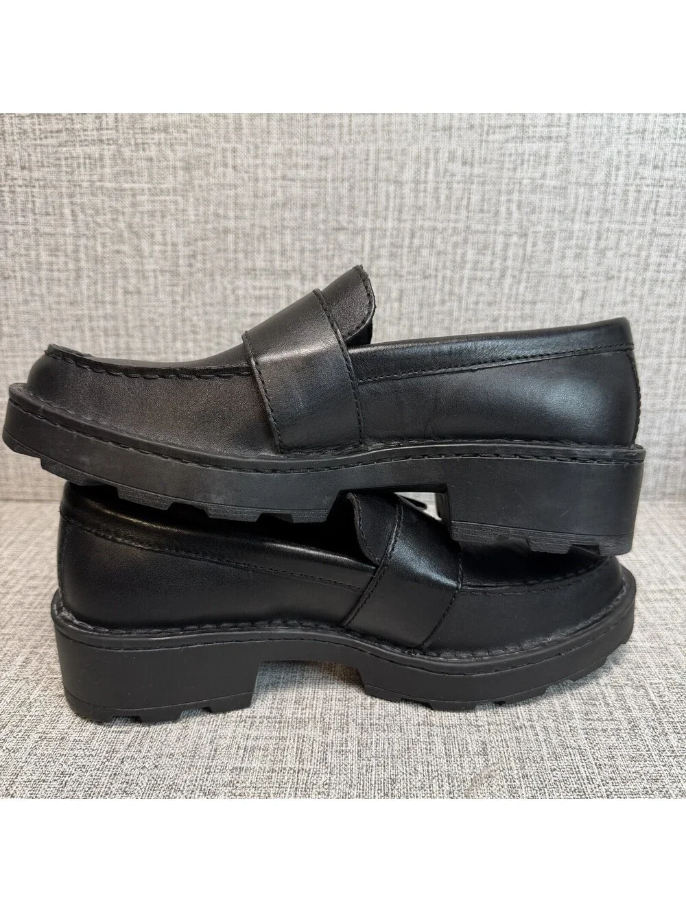 Born Shoes Women’s Size 6.5 M Loafers Black Leather Contessa Slip On Lug Sole